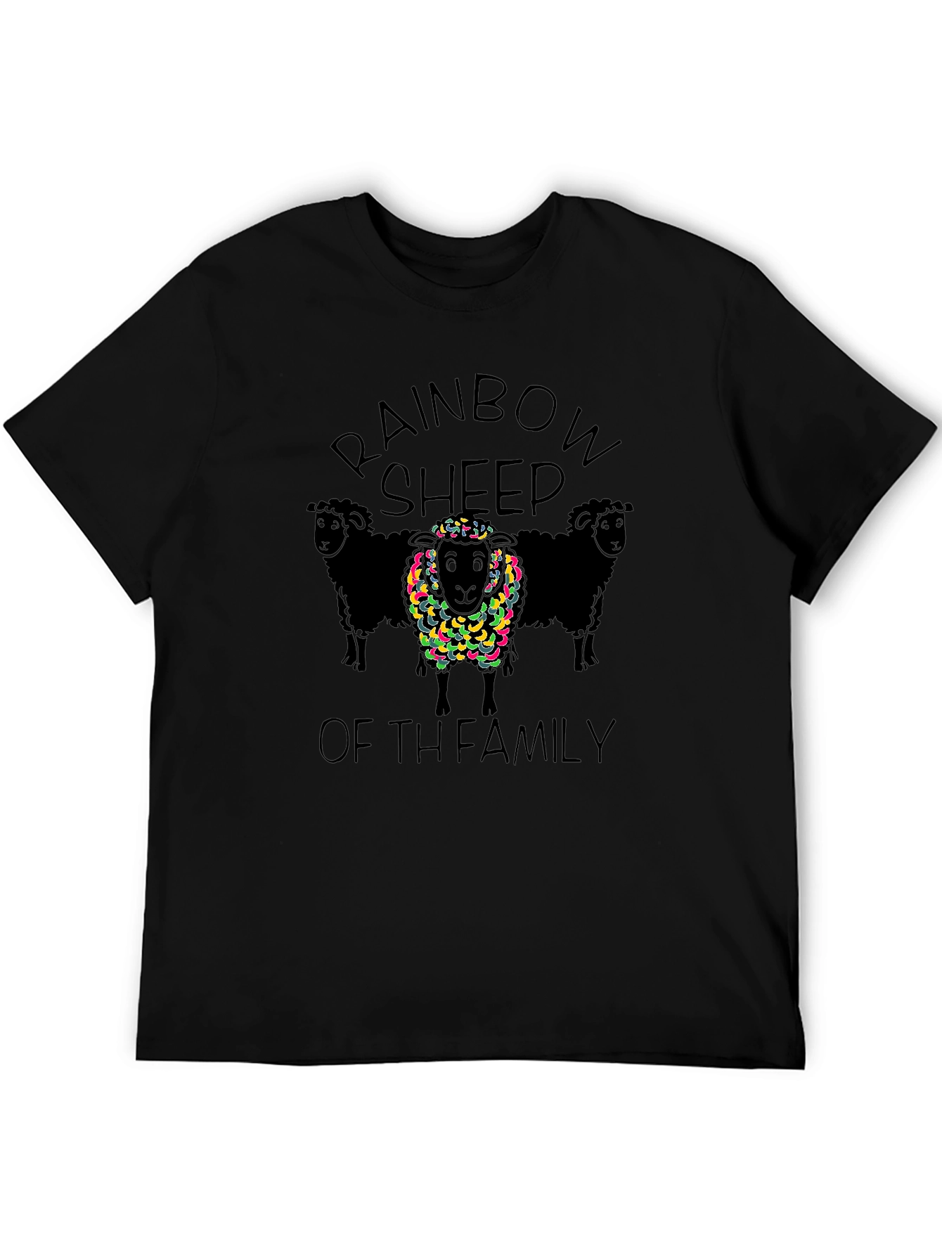 Rainbow Sheep Family Black Tee