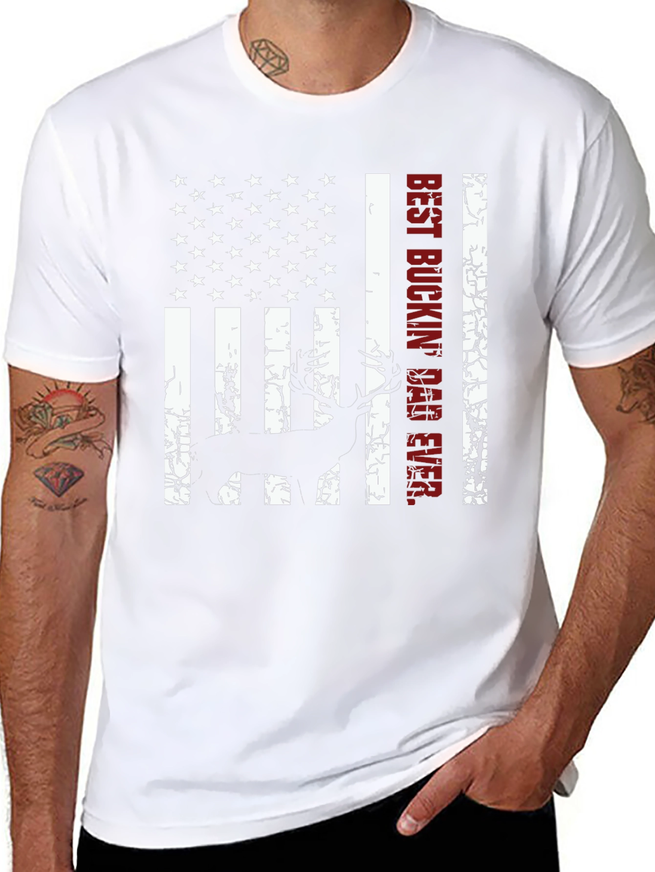 Best Buckin Dad Ever Deer Hunting Flag T-Shirt