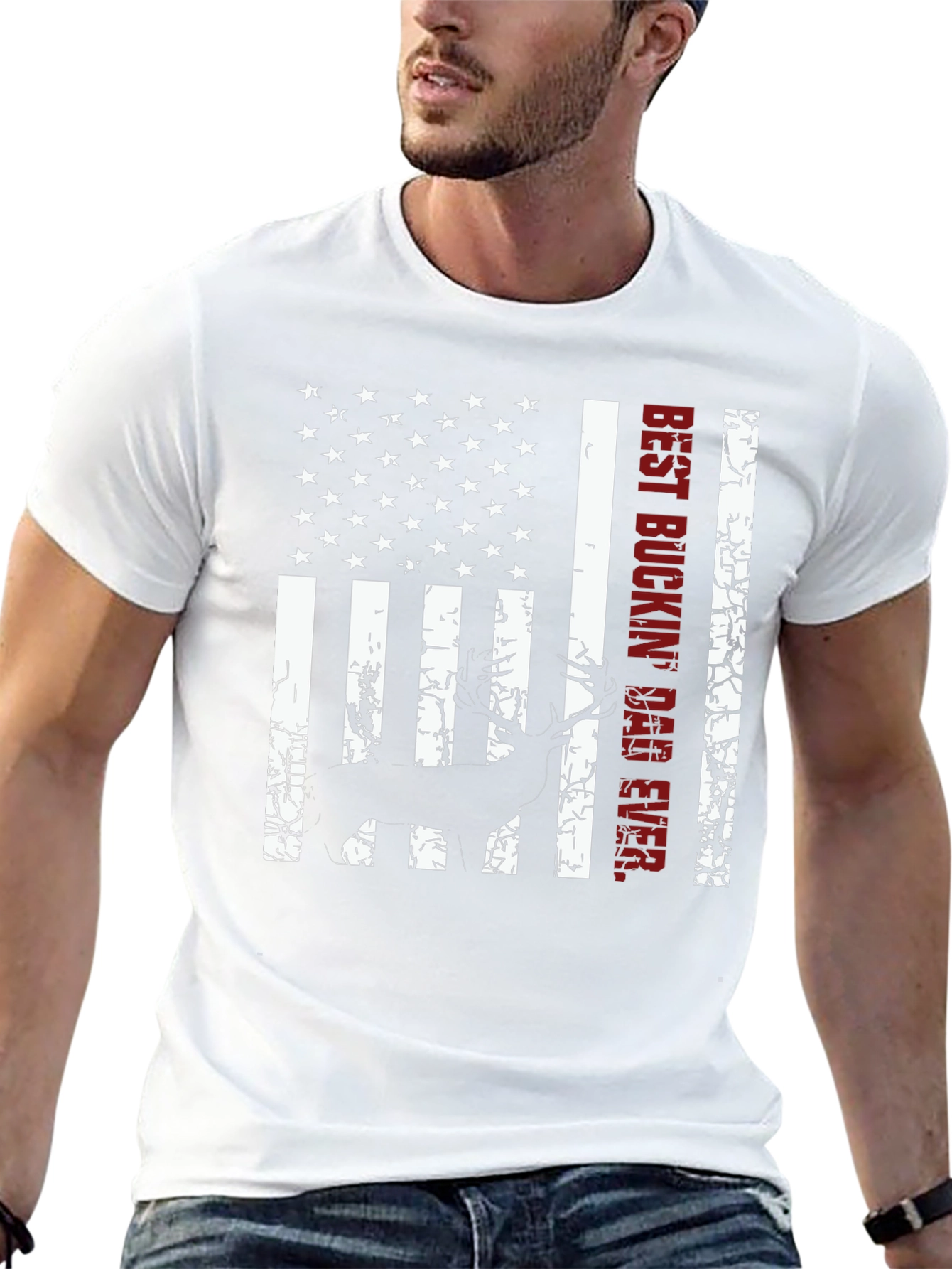 Best Buckin Dad Ever Deer Hunting Flag T-Shirt