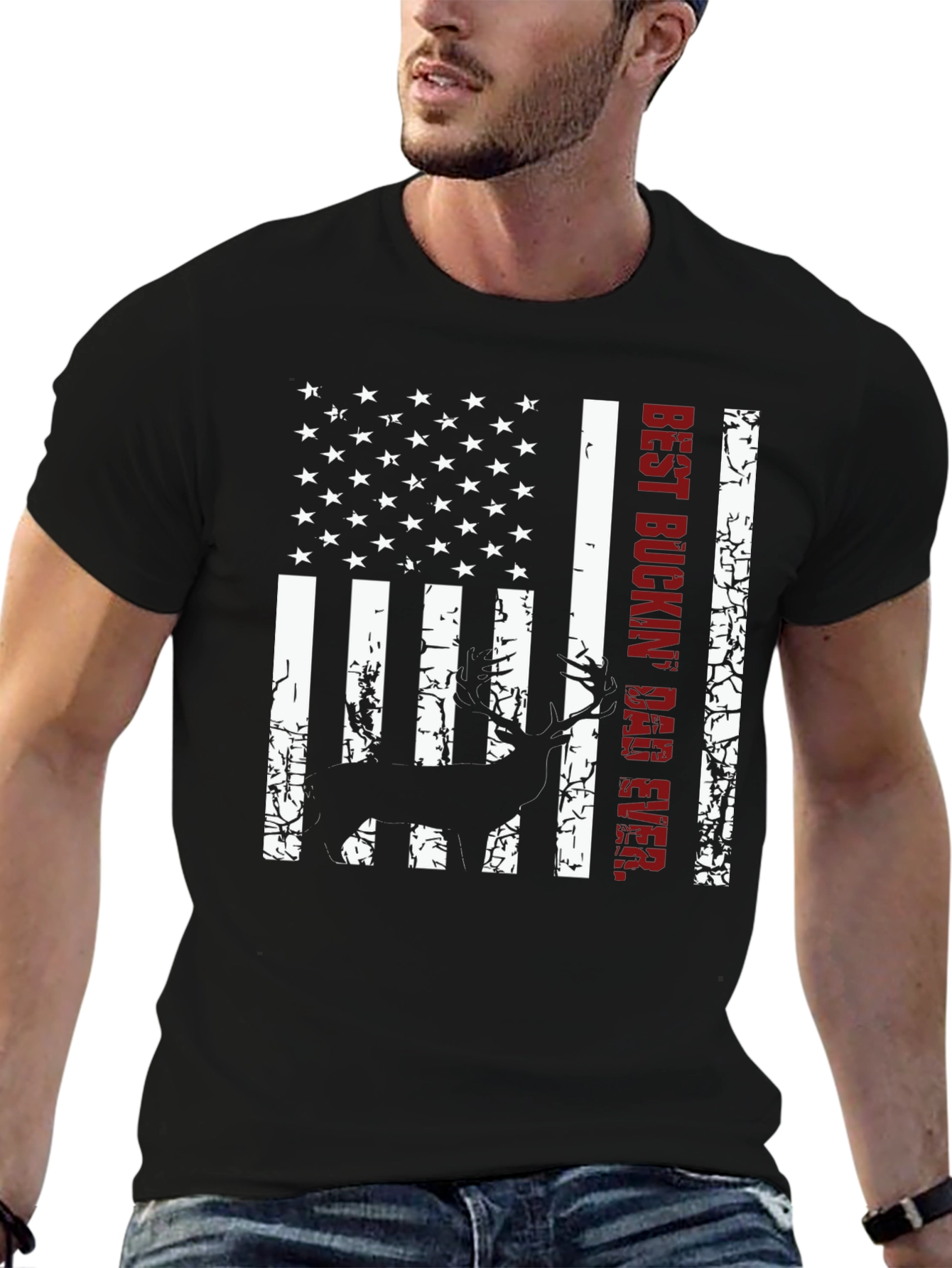 Best Buckin Dad Ever Deer Hunting Flag T-Shirt