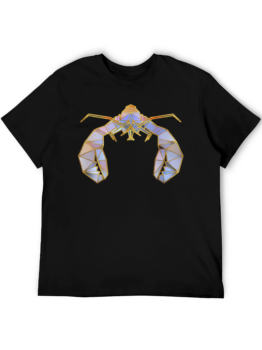 Geometric Lobster Graphic Tee - Stylish Black T-Shirt