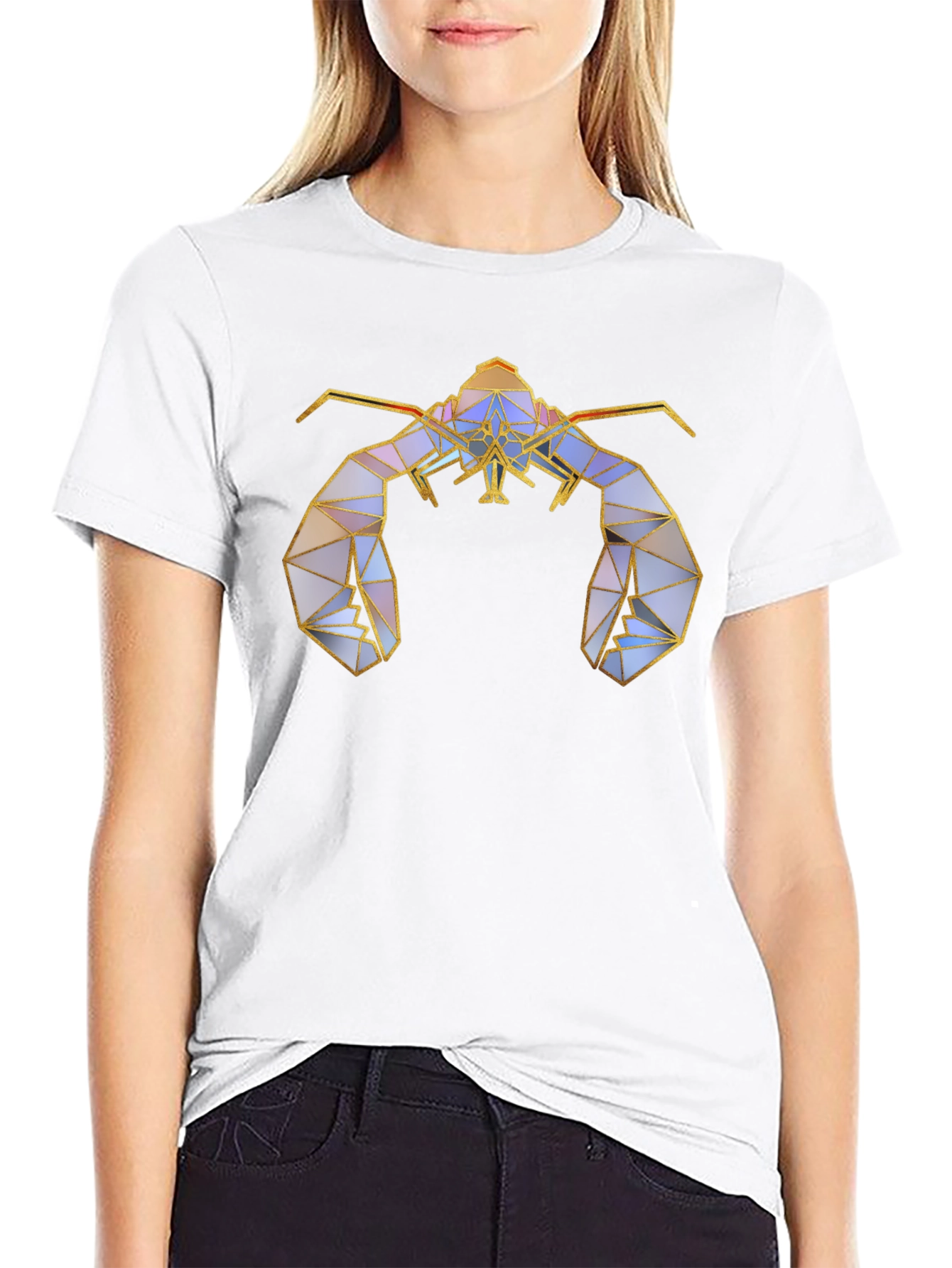 Geometric Lobster Graphic Tee - Stylish Black T-Shirt