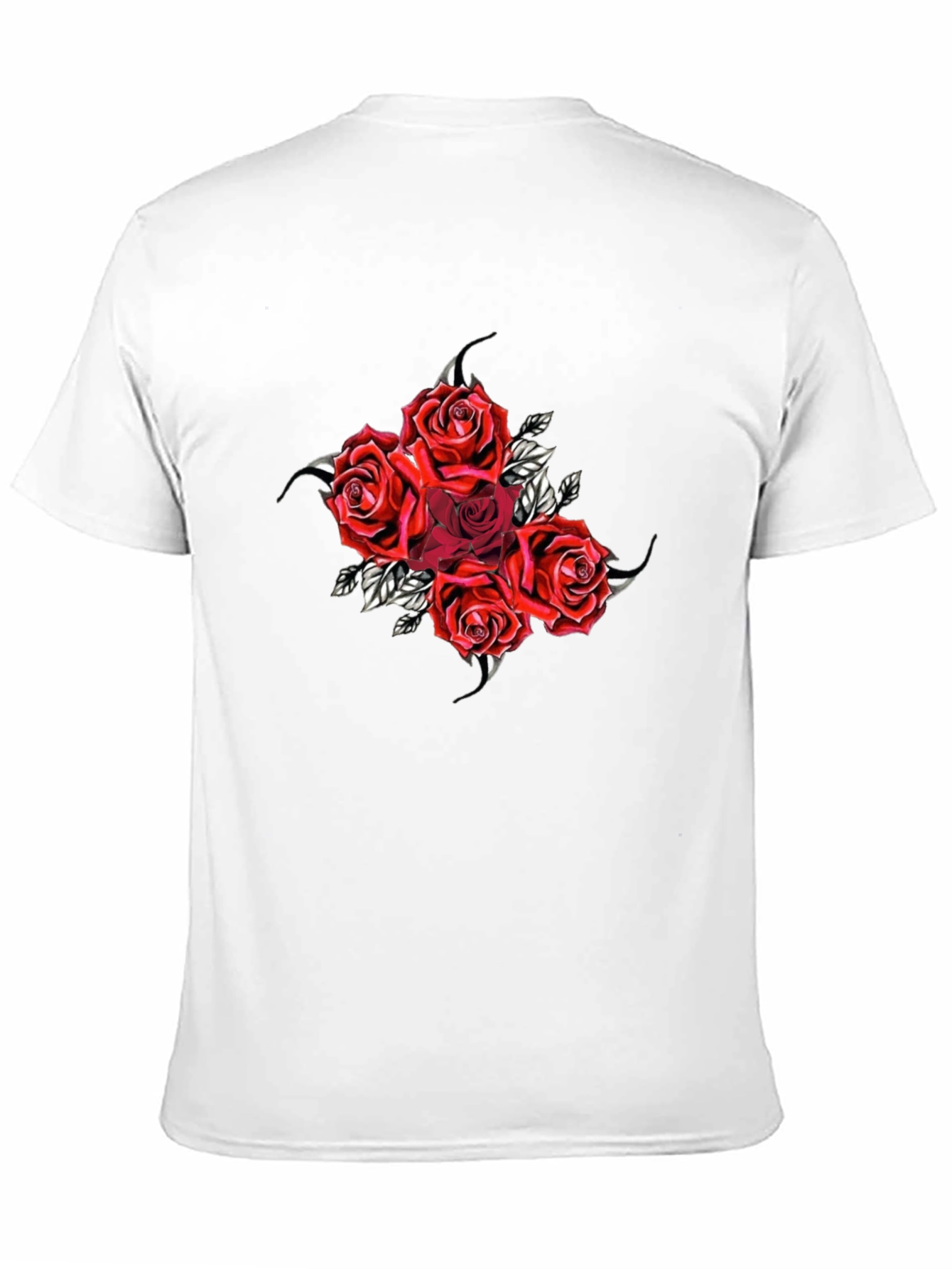 Red Roses Graphic Black T-Shirt