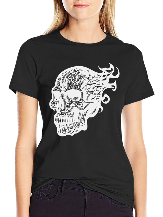 Skull Graphic Print T-Shirt - Black
