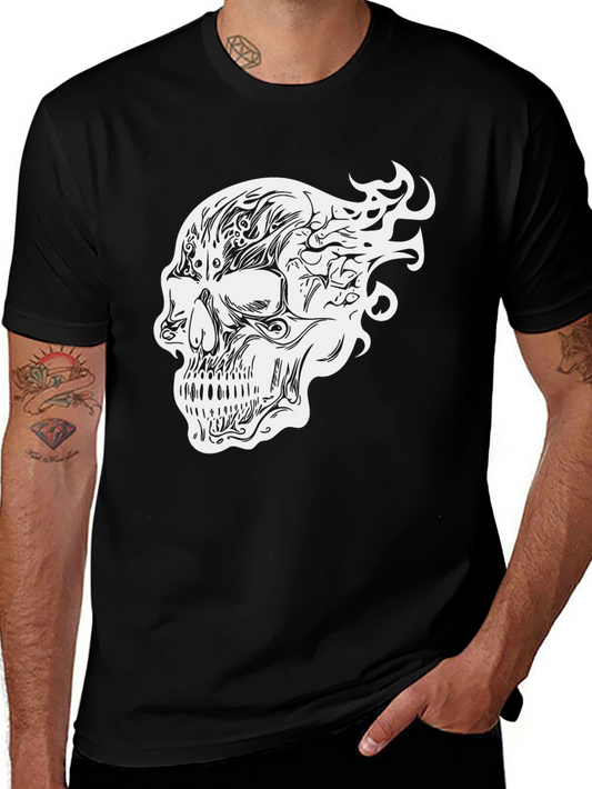 Skull Graphic Print T-Shirt - Black