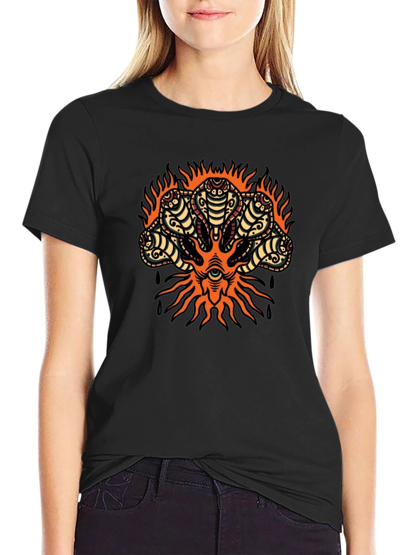 Mens Cobra Head Graphic Print T-Shirt