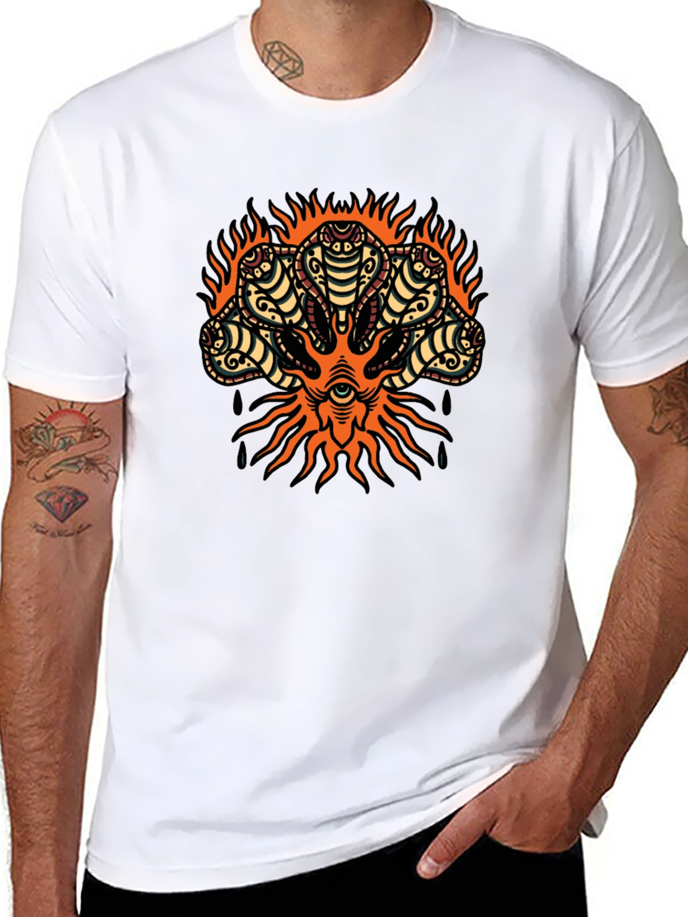 Mens Cobra Head Graphic Print T-Shirt