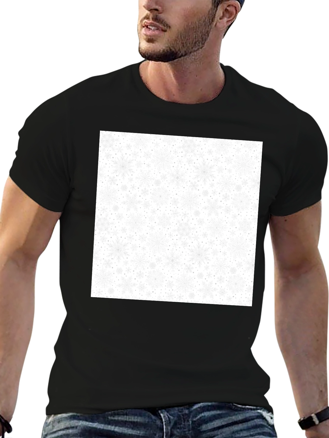 Snowflake Pattern T-Shirt - Festive Winter Style