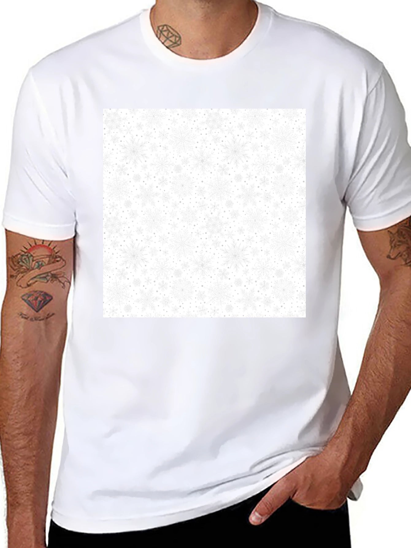 Snowflake Pattern T-Shirt - Festive Winter Style
