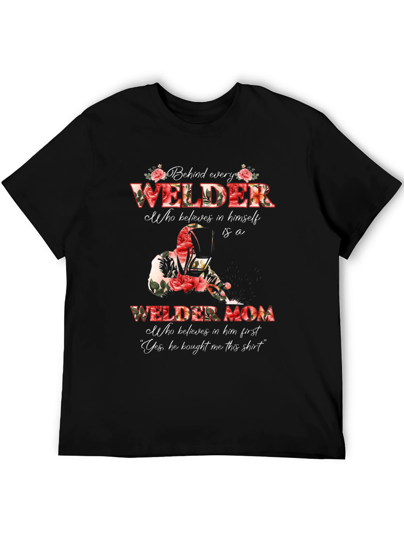 Welder Mom Graphic T-Shirt - Floral Design