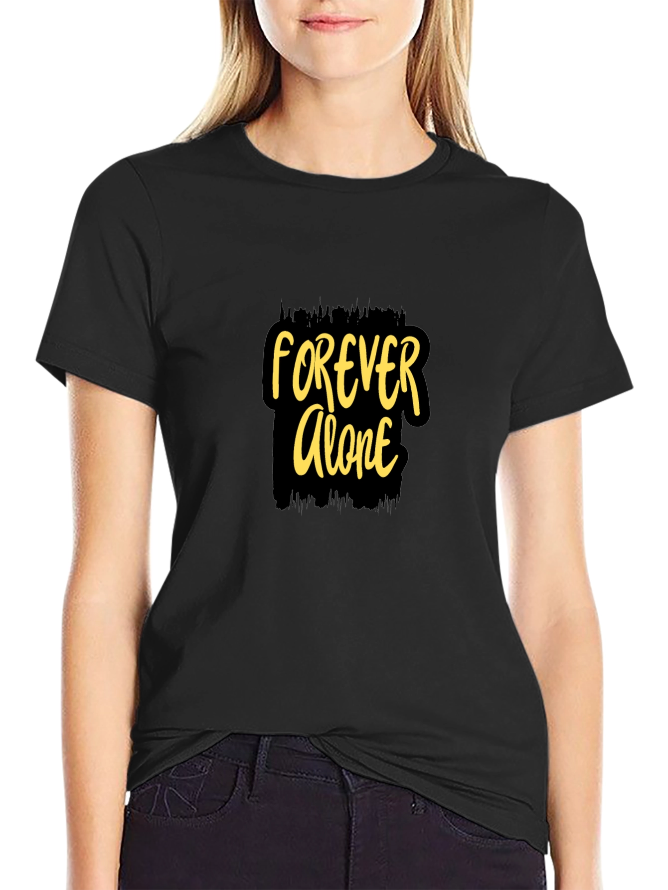 Forever Alone Graphic Black T-Shirt