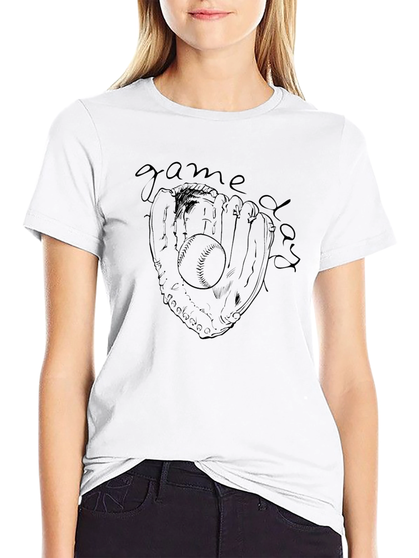 Baseball Game Day Graphic T-Shirt - Black