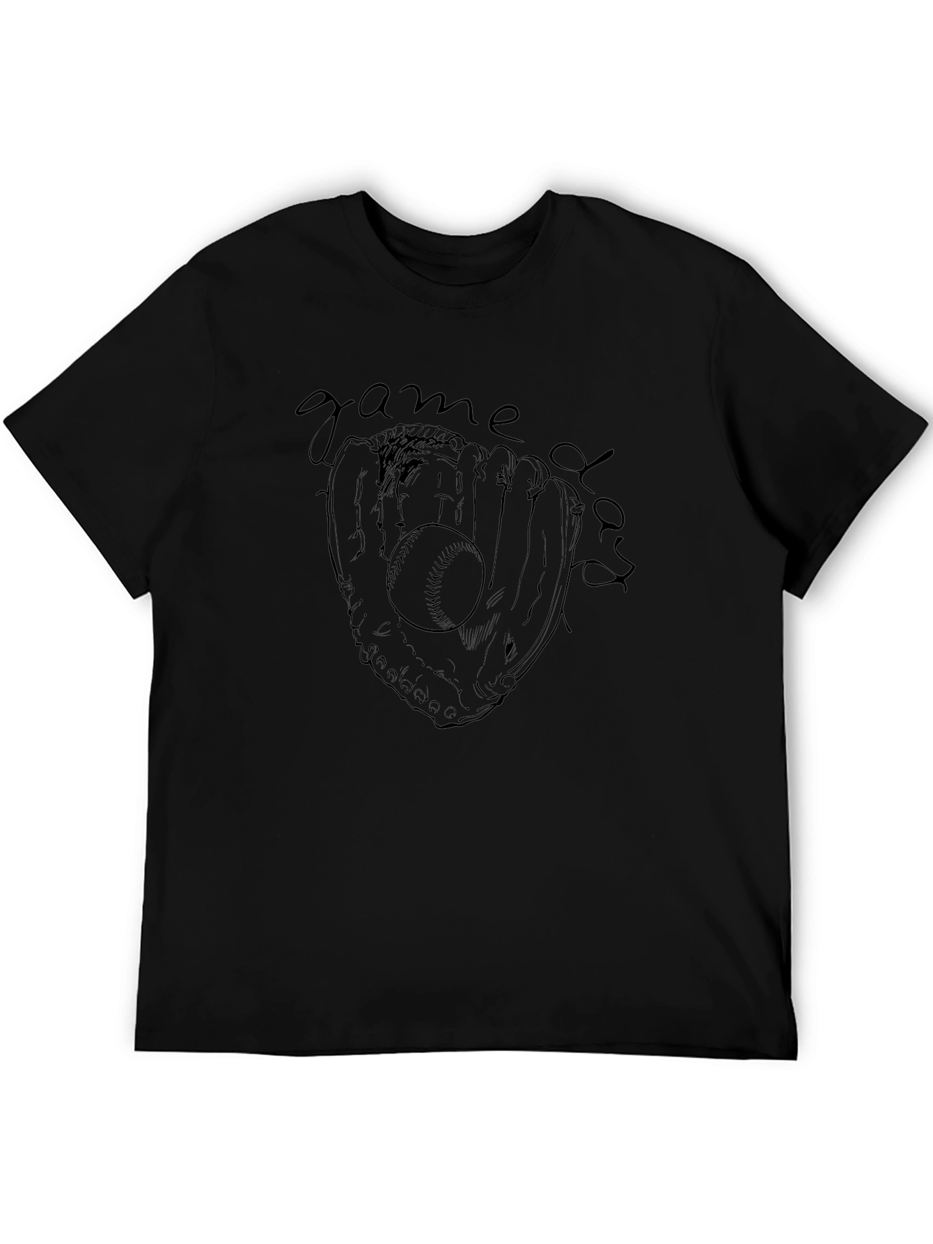 Baseball Game Day Graphic T-Shirt - Black