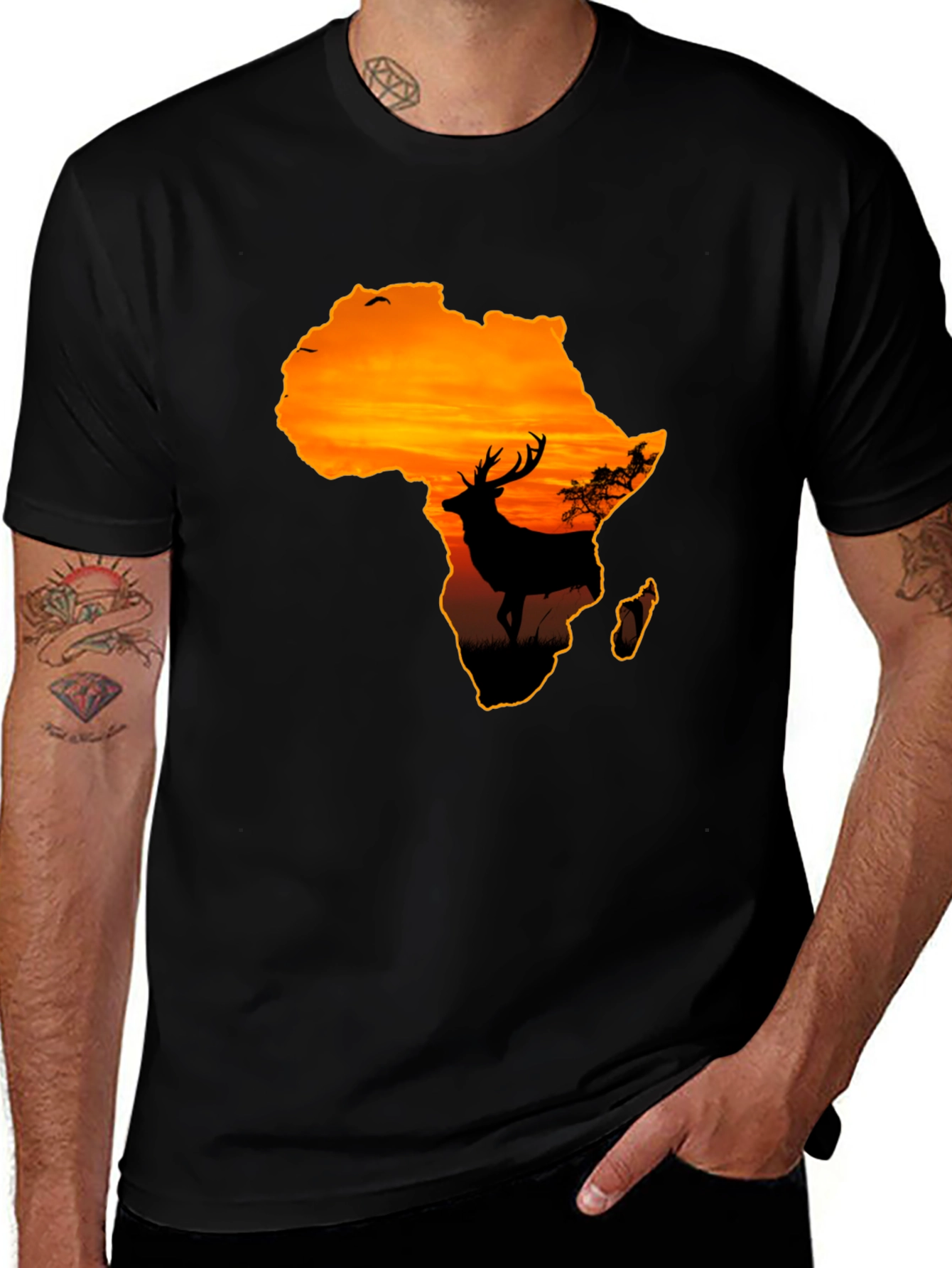 Africa Sunset Deer Graphic T-Shirt - Wildlife Tee