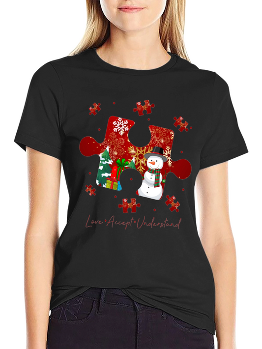Autism Awareness Christmas Puzzle Piece T-Shirt