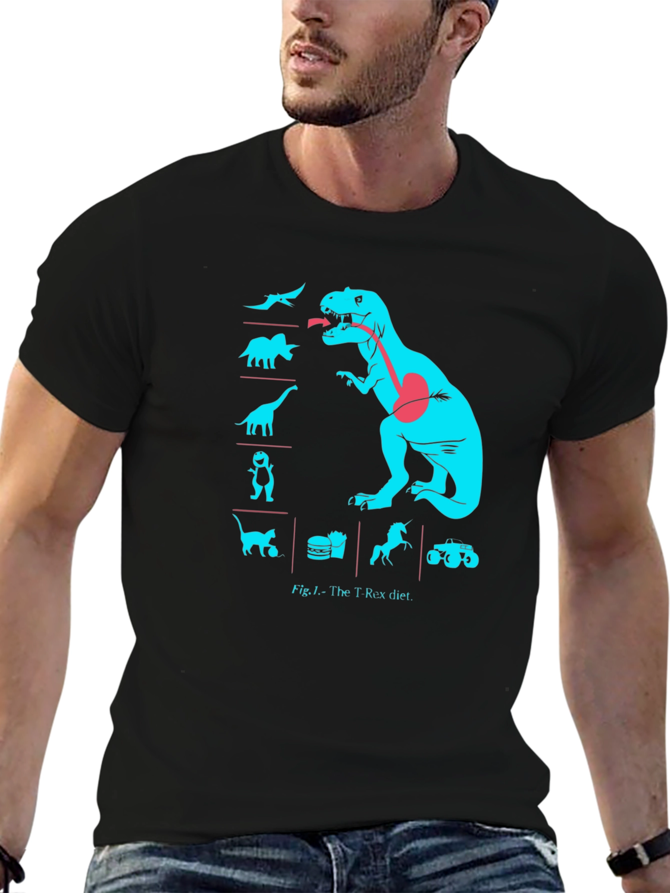 T-Rex Diet Graphic Tee -  Black Cotton T-Shirt