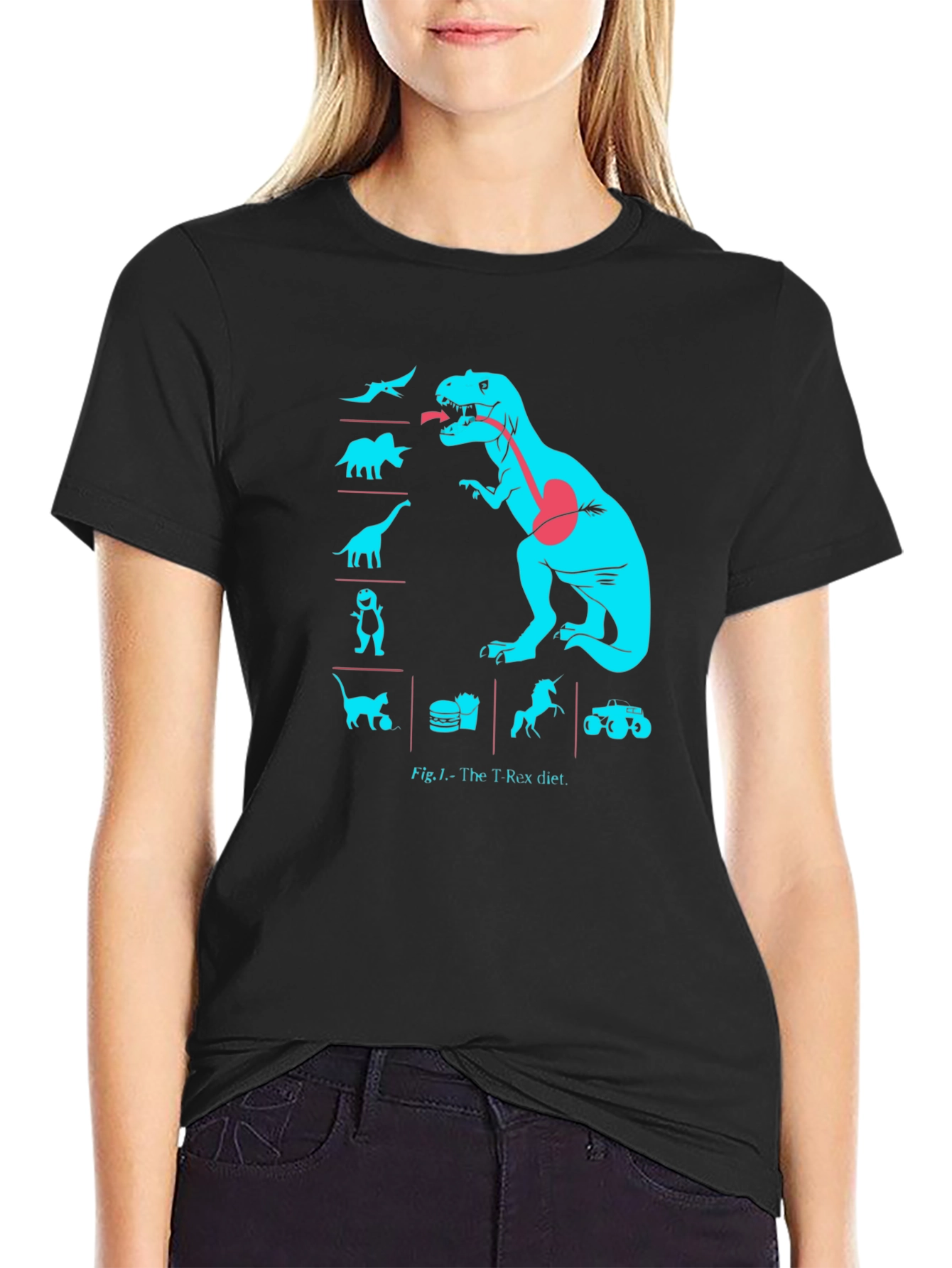 T-Rex Diet Graphic Tee -  Black Cotton T-Shirt