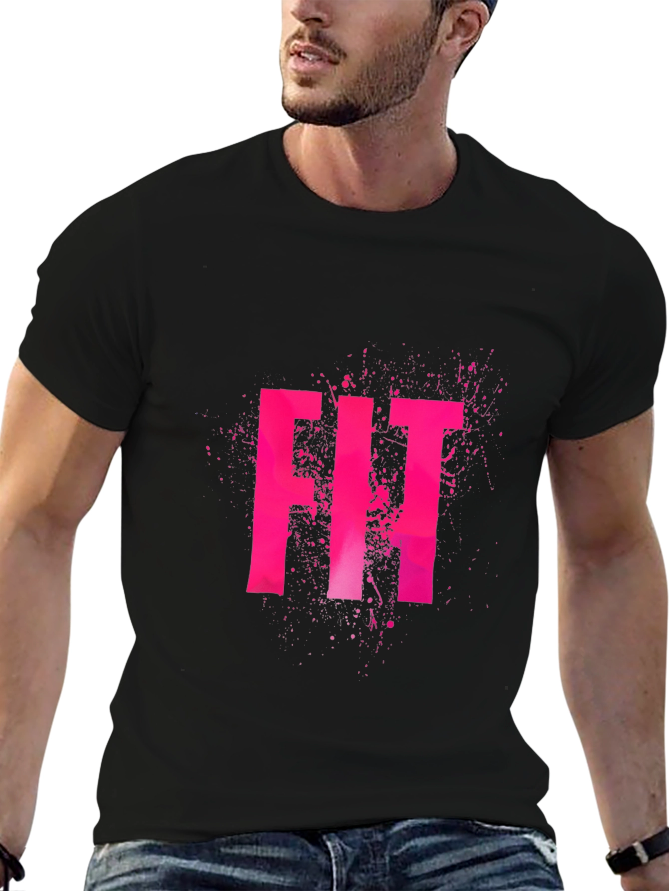 FIT Graphic T-Shirt - Black Cotton Blend Tee