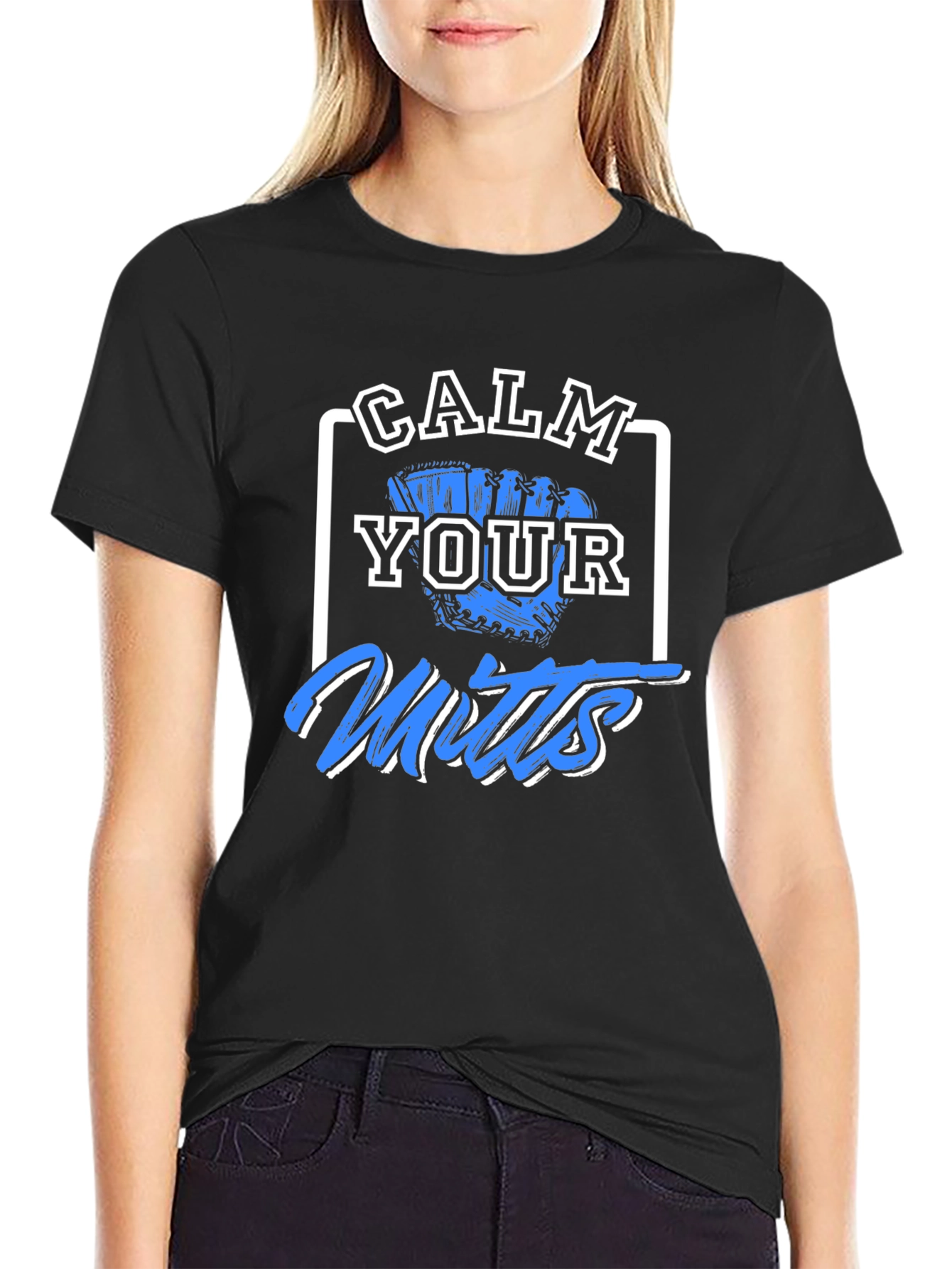 Calm Your Mitts Graphic T-Shirt - Baseball Fan Apparel