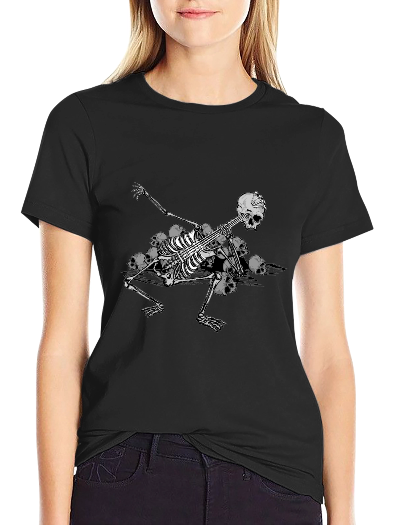 Skeleton Guitarist Graphic Tee - Black