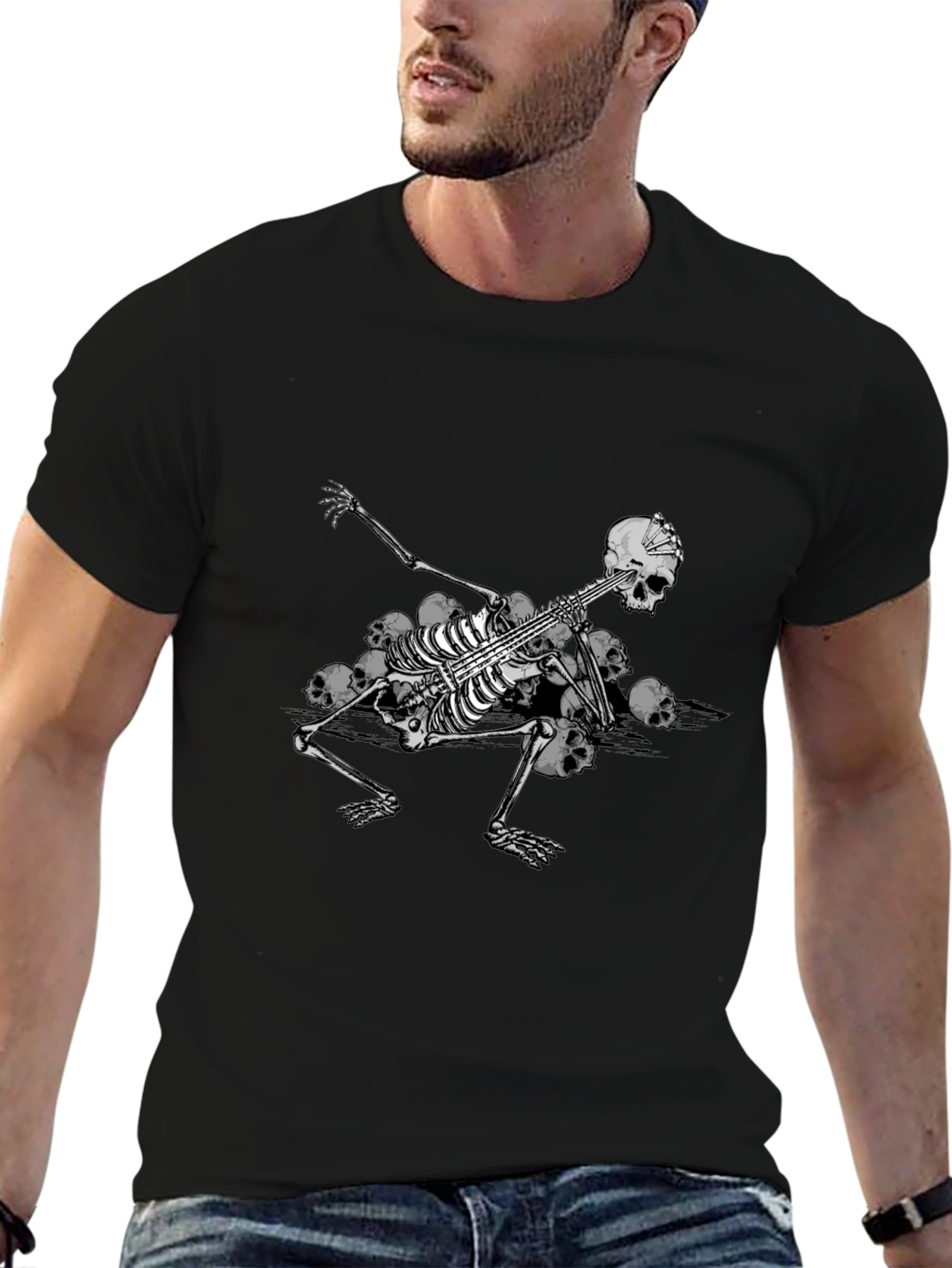 Skeleton Guitarist Graphic Tee - Black