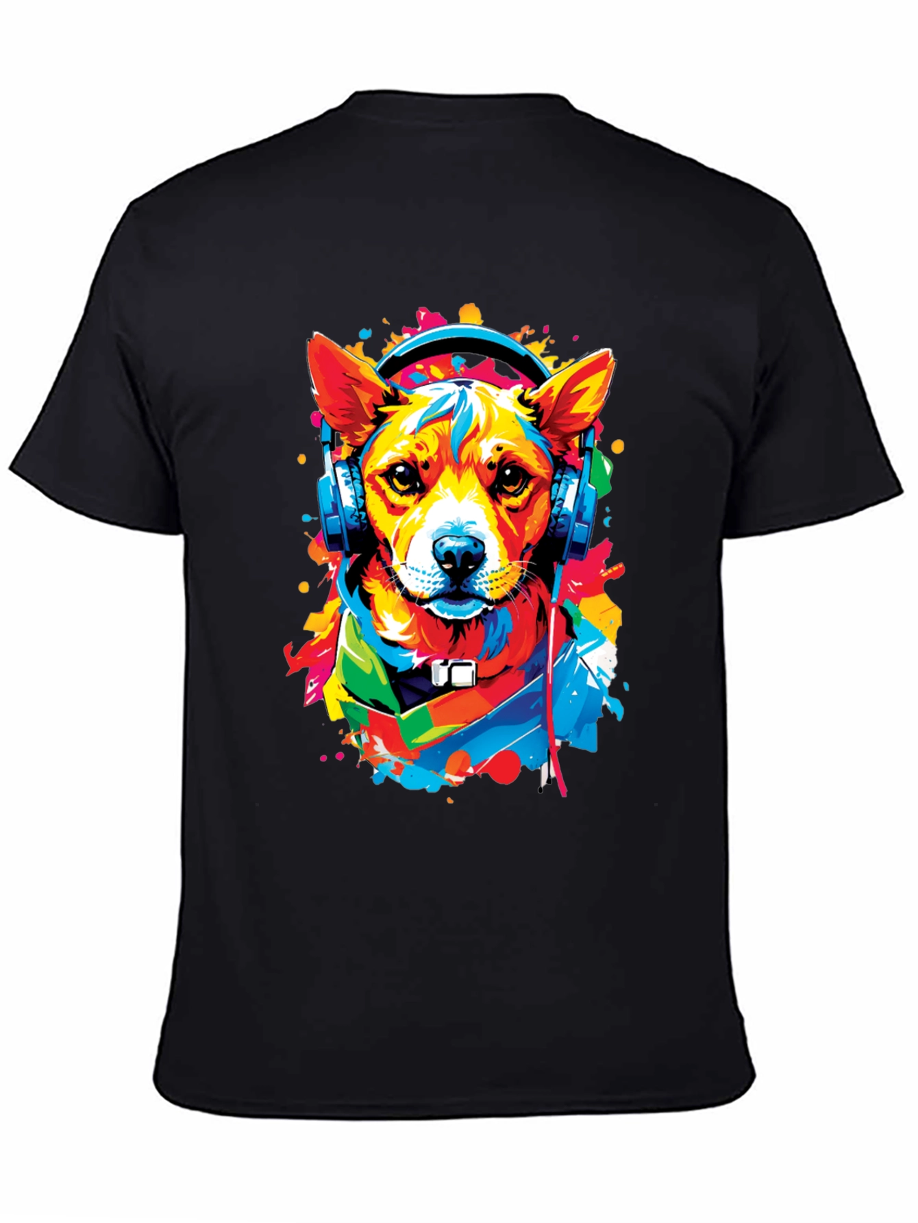 Dog in Headphones Graphic Tee - Trendy Style