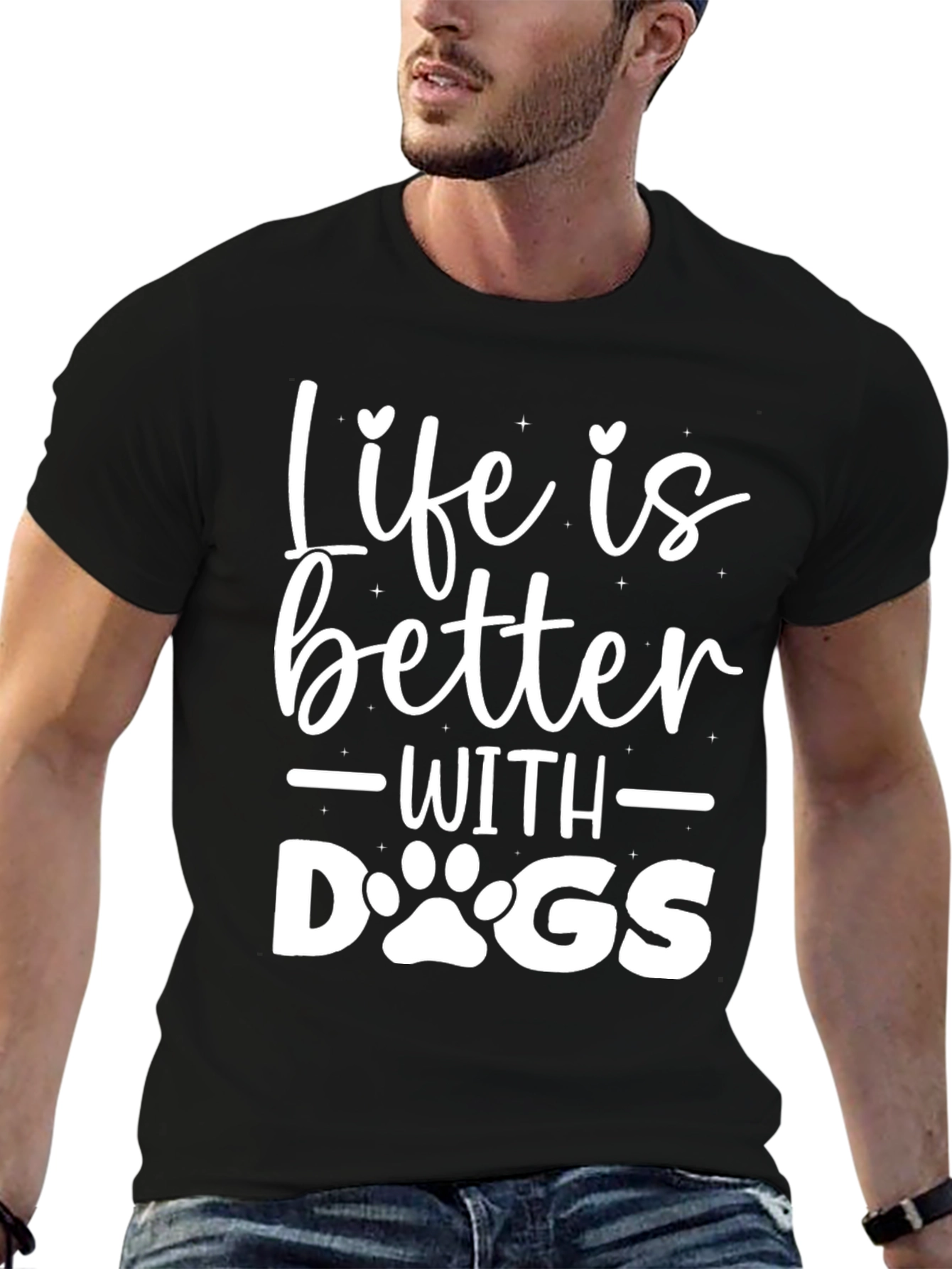Life is Better with Dogs Black Graphic Tee