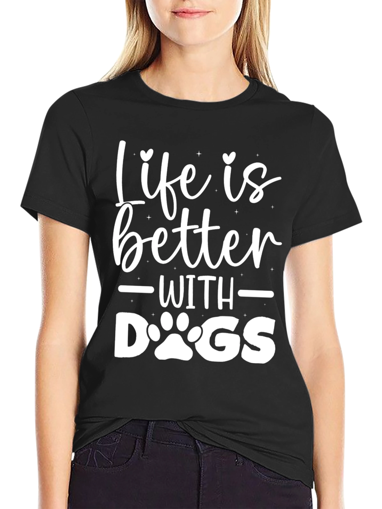 Life is Better with Dogs Black Graphic Tee