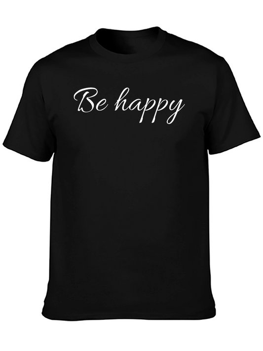 Be Happy Graphic Tee - Trendy Black T-Shirt