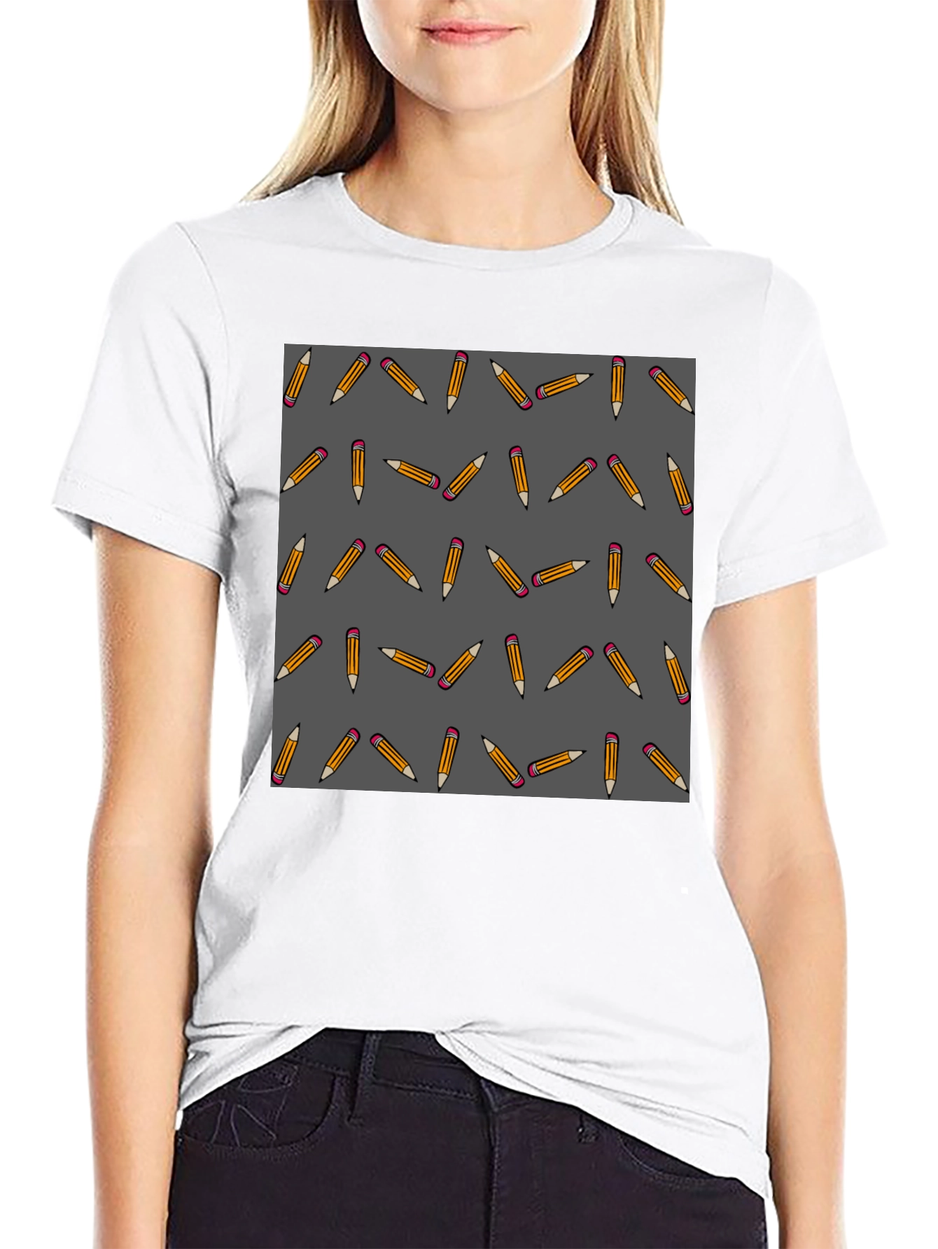 Pencil Pattern Tee - Stylish Novelty Graphic T-Shirt