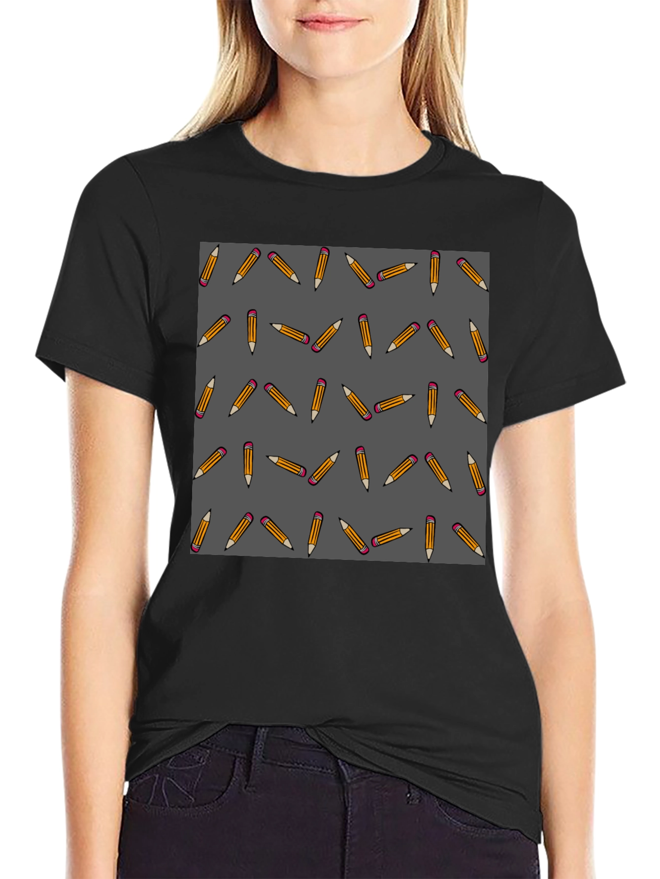 Pencil Pattern Tee - Stylish Novelty Graphic T-Shirt