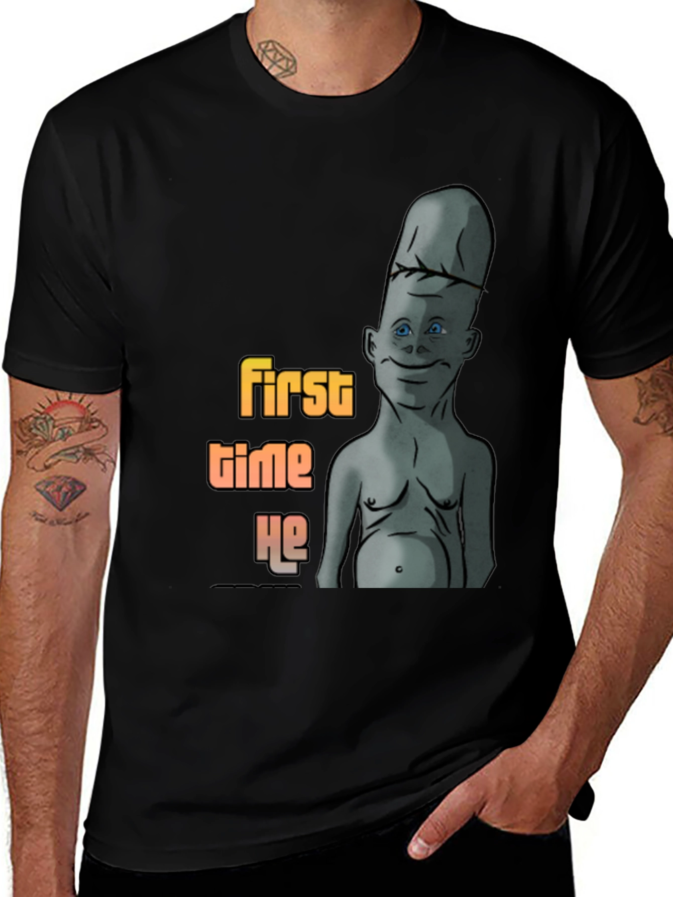 Humorous First Time He Graphic T-Shirt