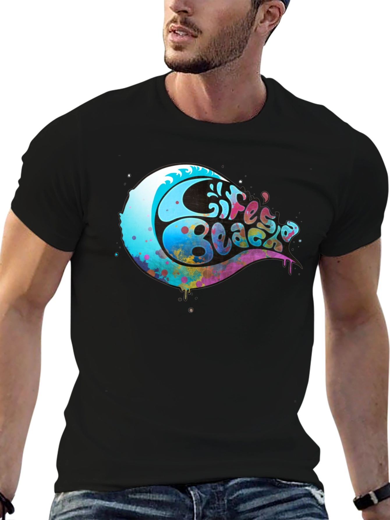 Lifes a Beach Graphic T-Shirt - Black