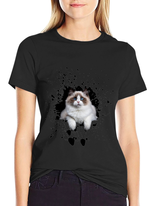 Cat Splash Black T-Shirt