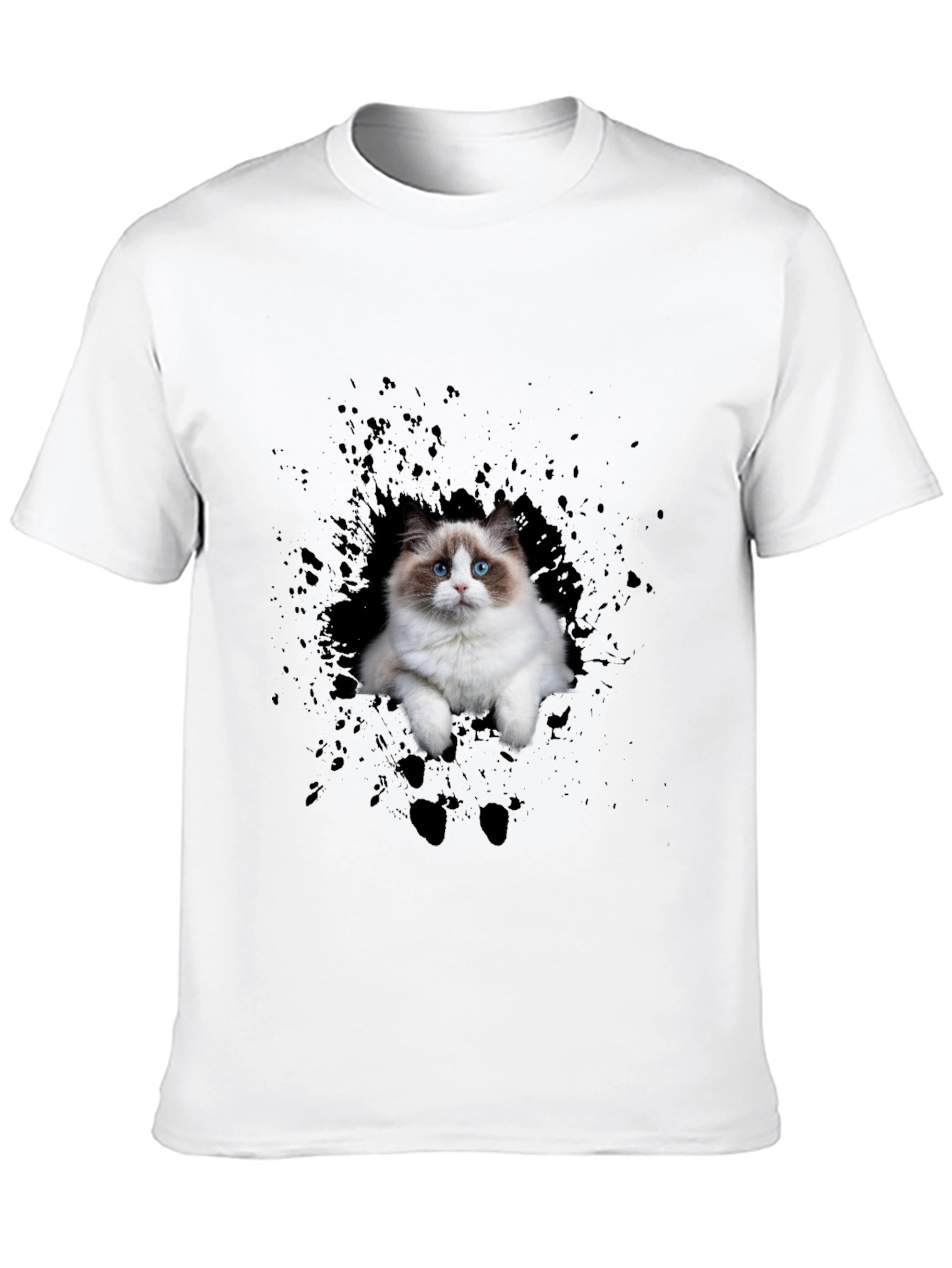 Cat Splash Black T-Shirt
