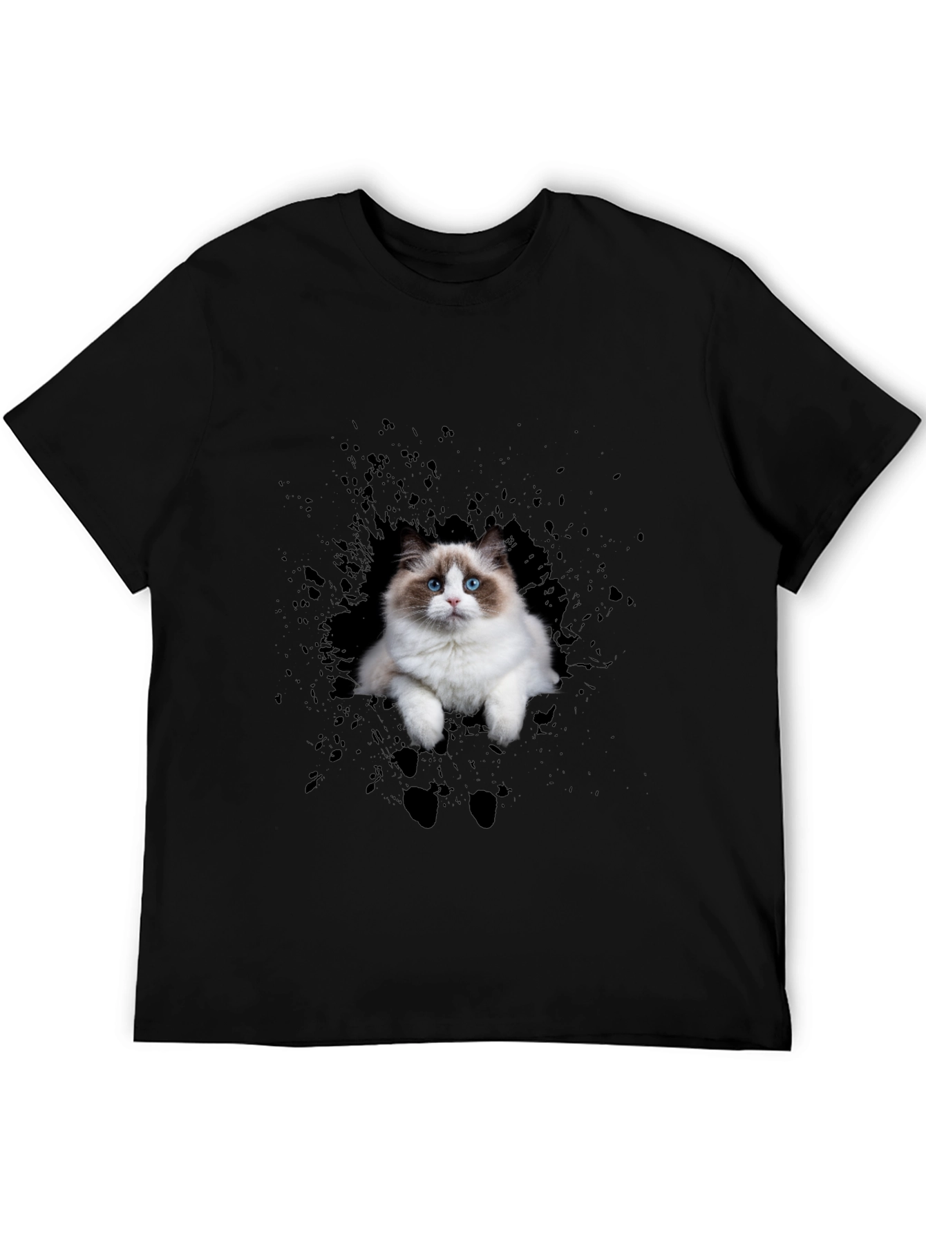 Cat Splash Black T-Shirt