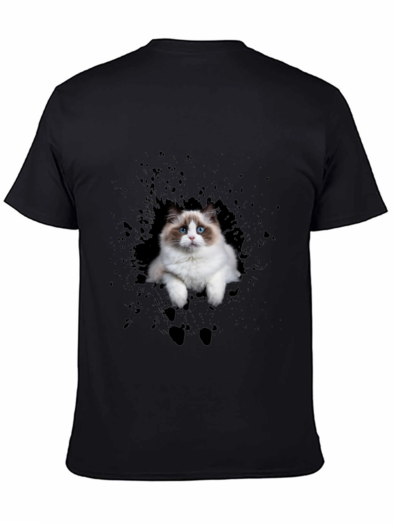 Cat Splash Black T-Shirt