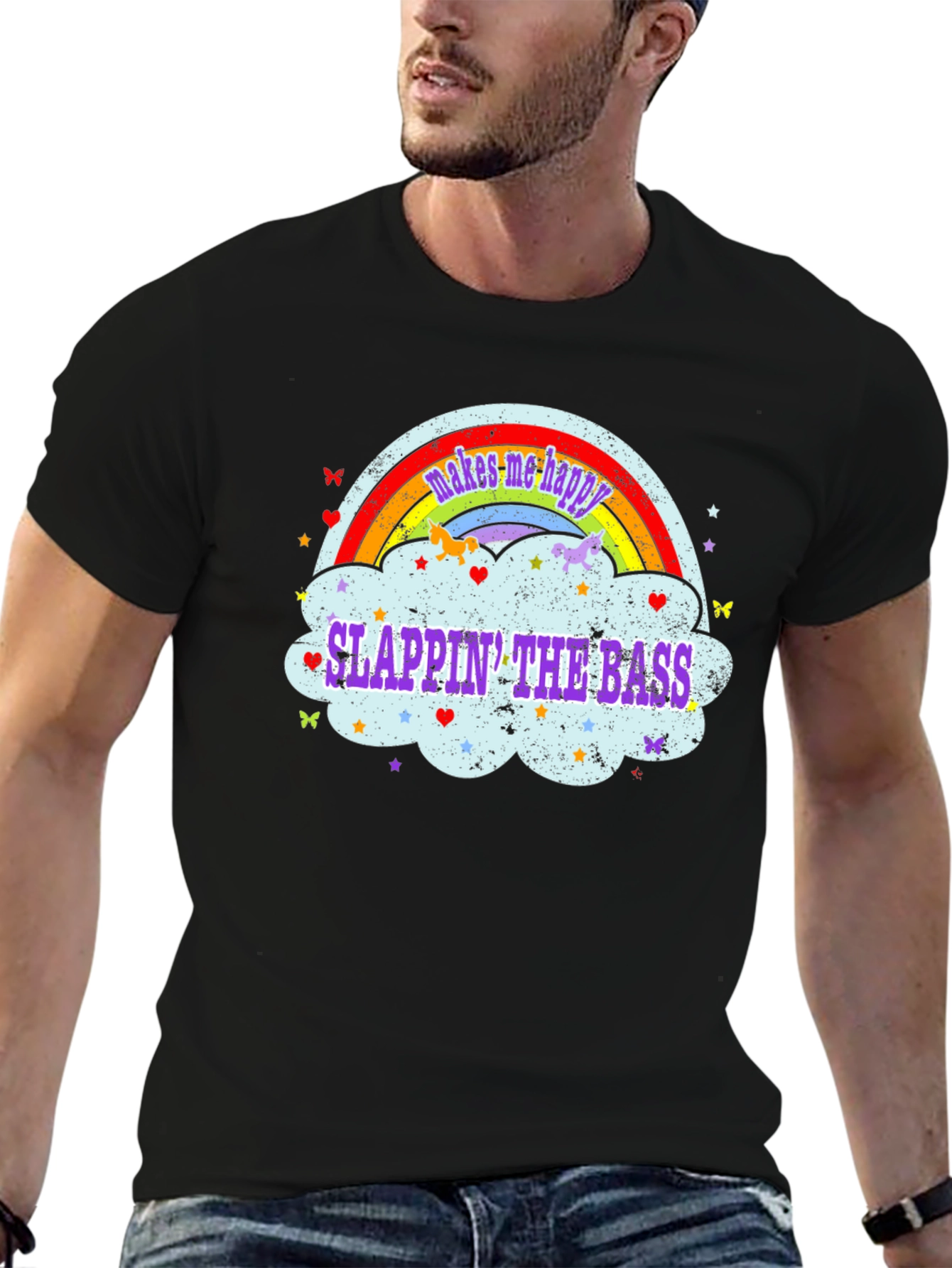 Slappin The Bass Rainbow Cloud T-Shirt