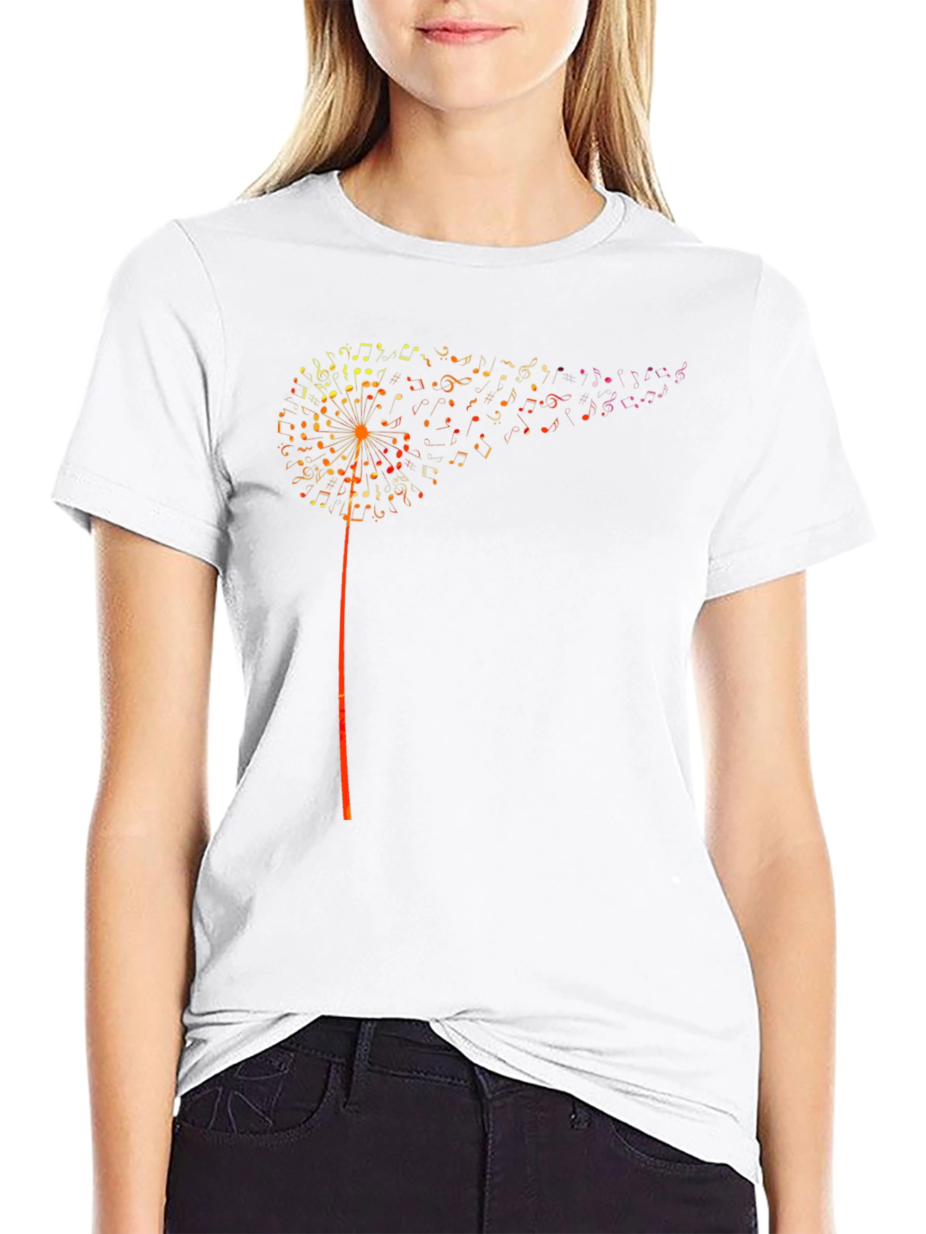 Musical Dandelion Graphic T-Shirt - Black