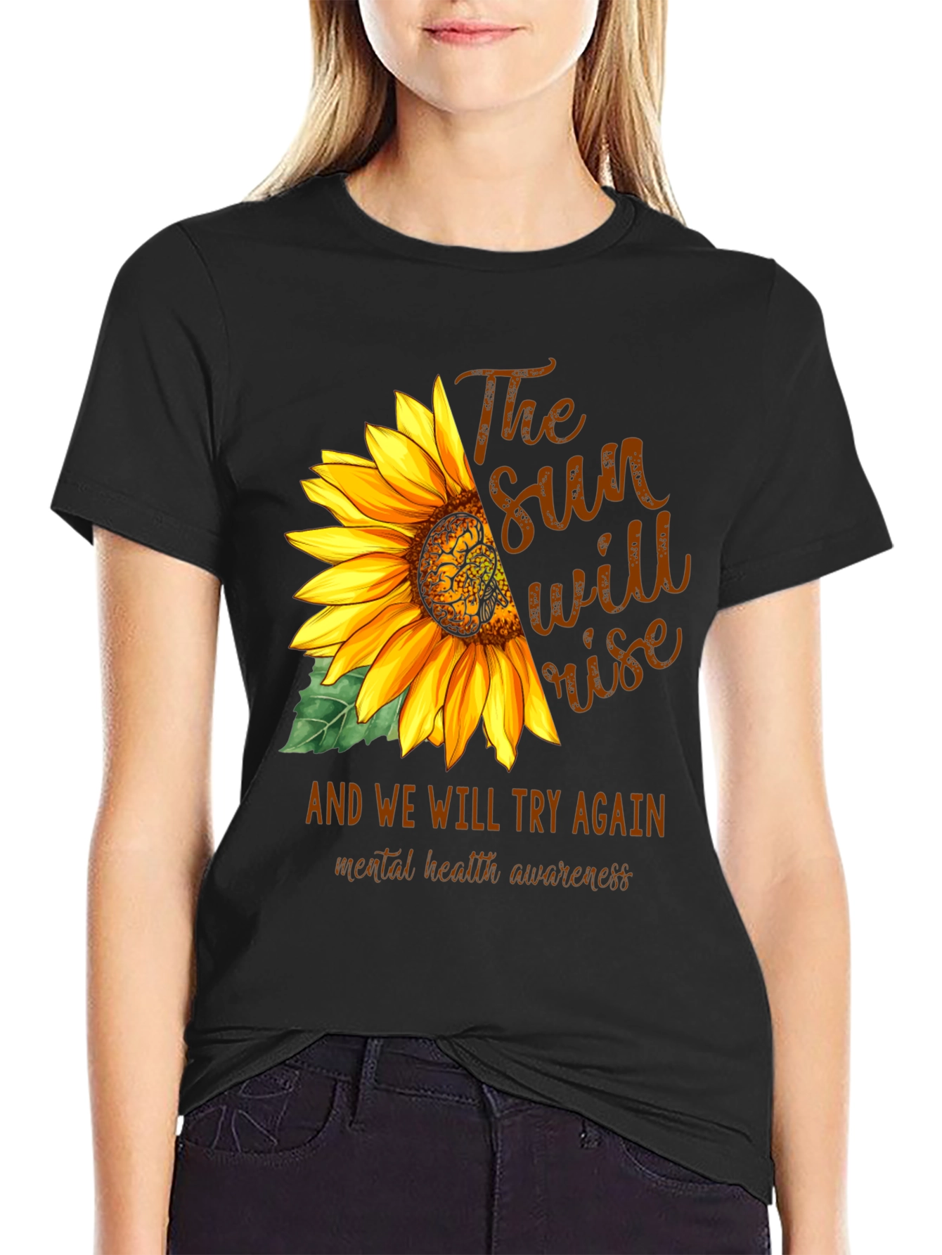 Sunflower Mental Health Awareness Graphic Tee