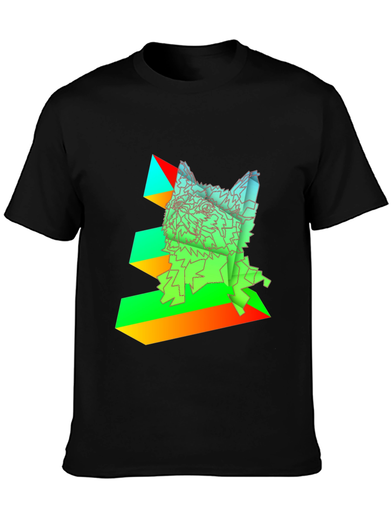 Geometric Dog Graphic Tee - Abstract Art Design