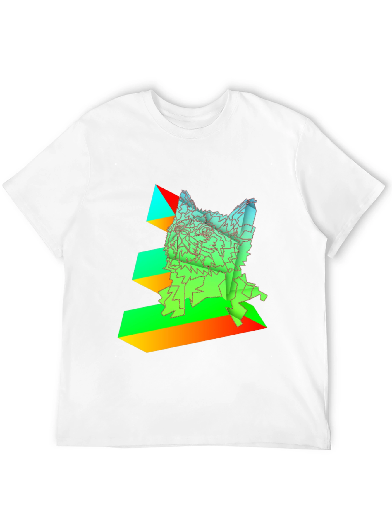 Geometric Dog Graphic Tee - Abstract Art Design