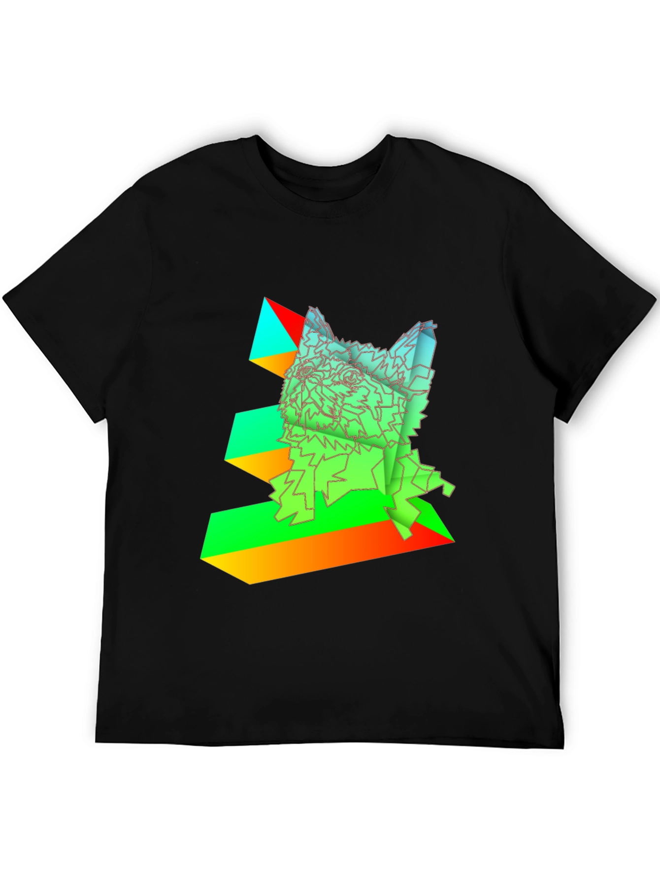 Geometric Dog Graphic Tee - Abstract Art Design