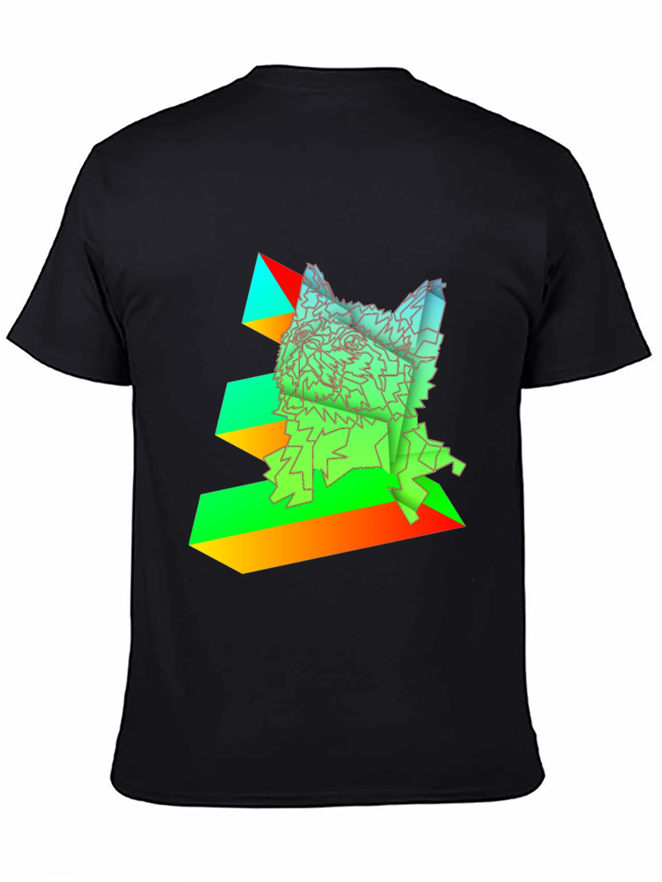 Geometric Dog Graphic Tee - Abstract Art Design