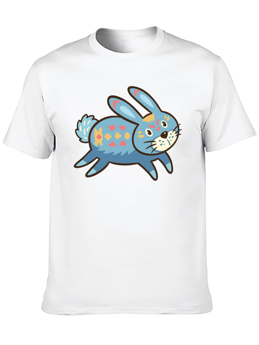 Cute Bunny Graphic Tee - Black Cotton Blend