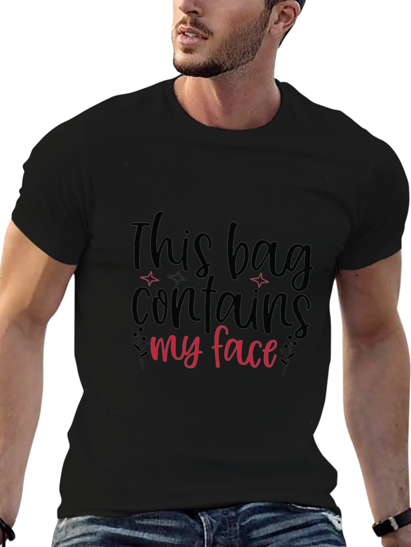 Funny Graphic T-Shirt - This Bag Contains My Face