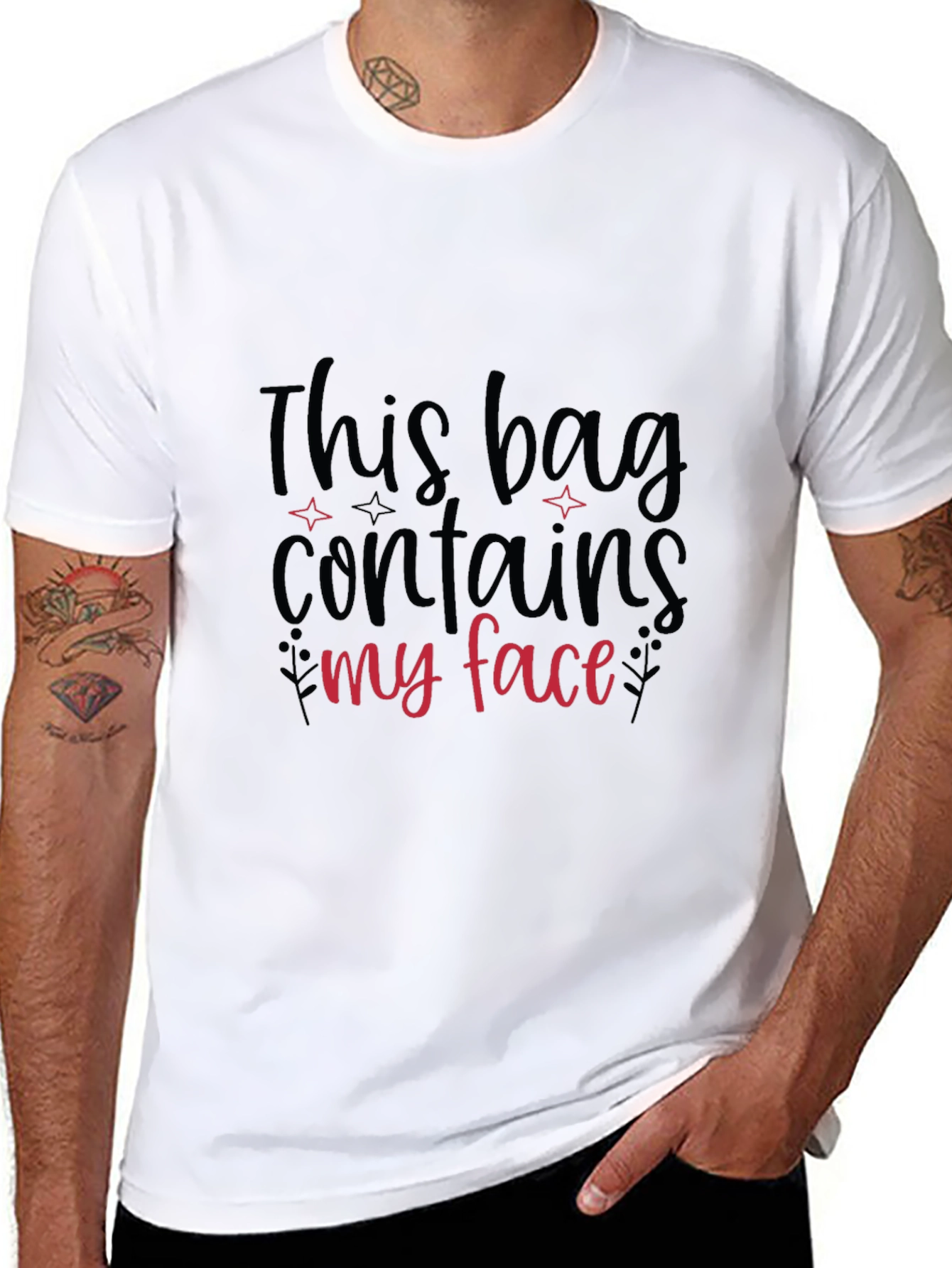 Funny Graphic T-Shirt - This Bag Contains My Face