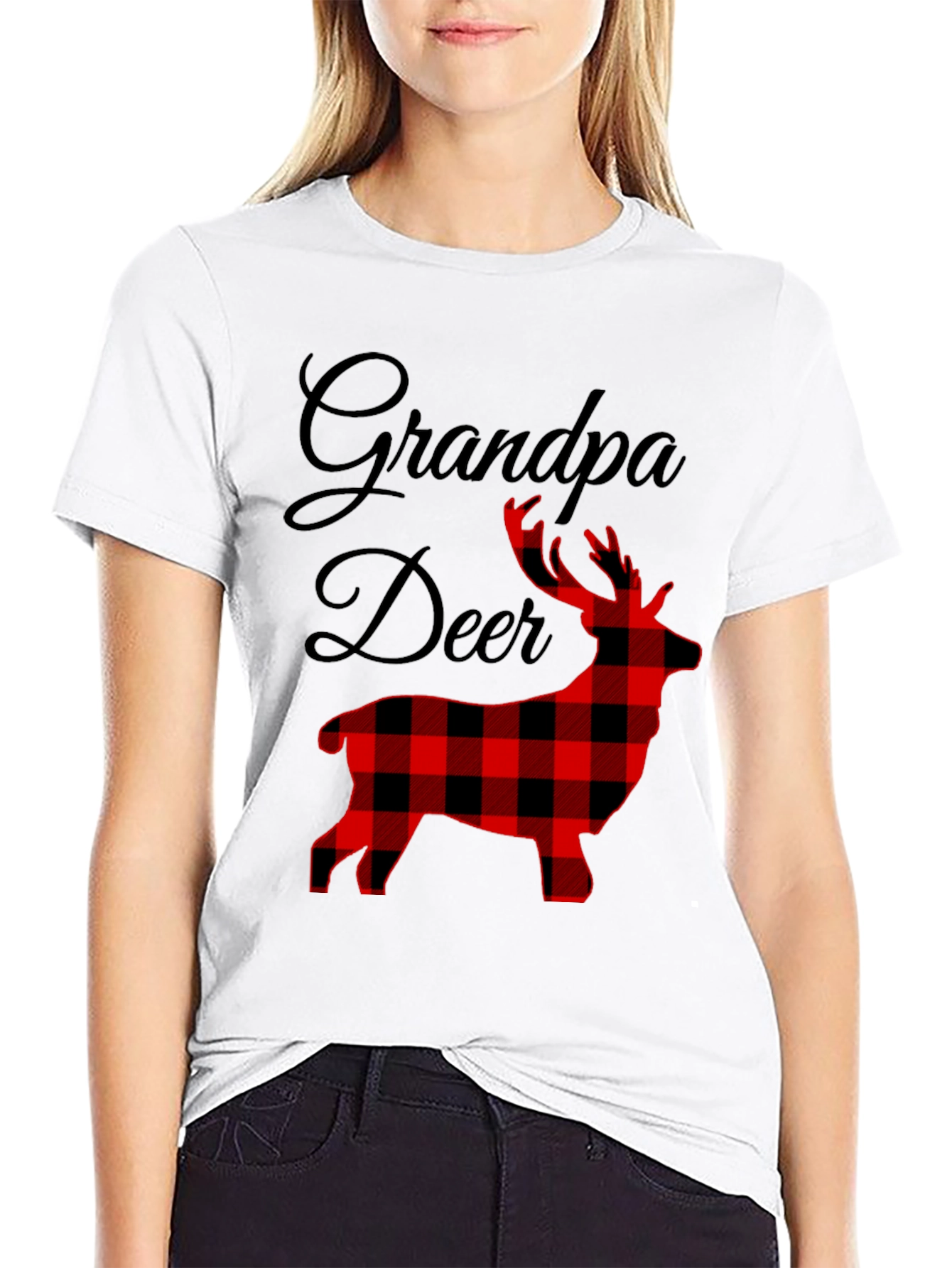 Grandpa Deer Plaid Graphic Tee