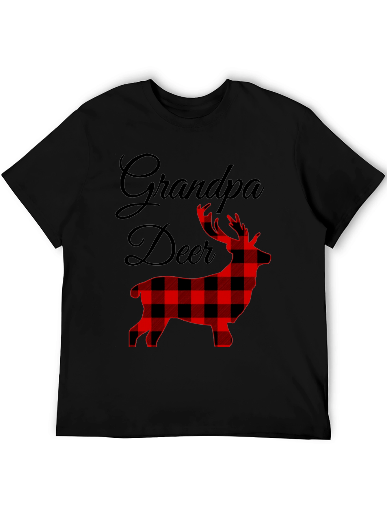 Grandpa Deer Plaid Graphic Tee