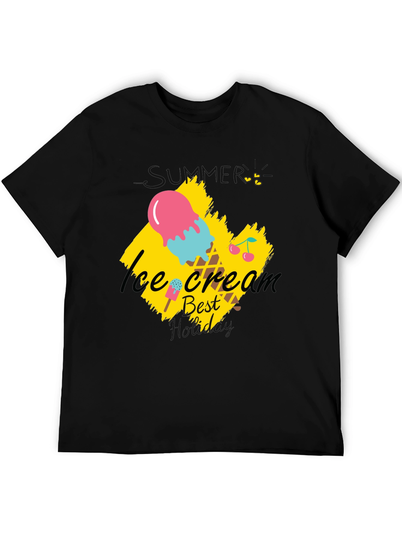 Ice Cream Best Dad Black T-Shirt